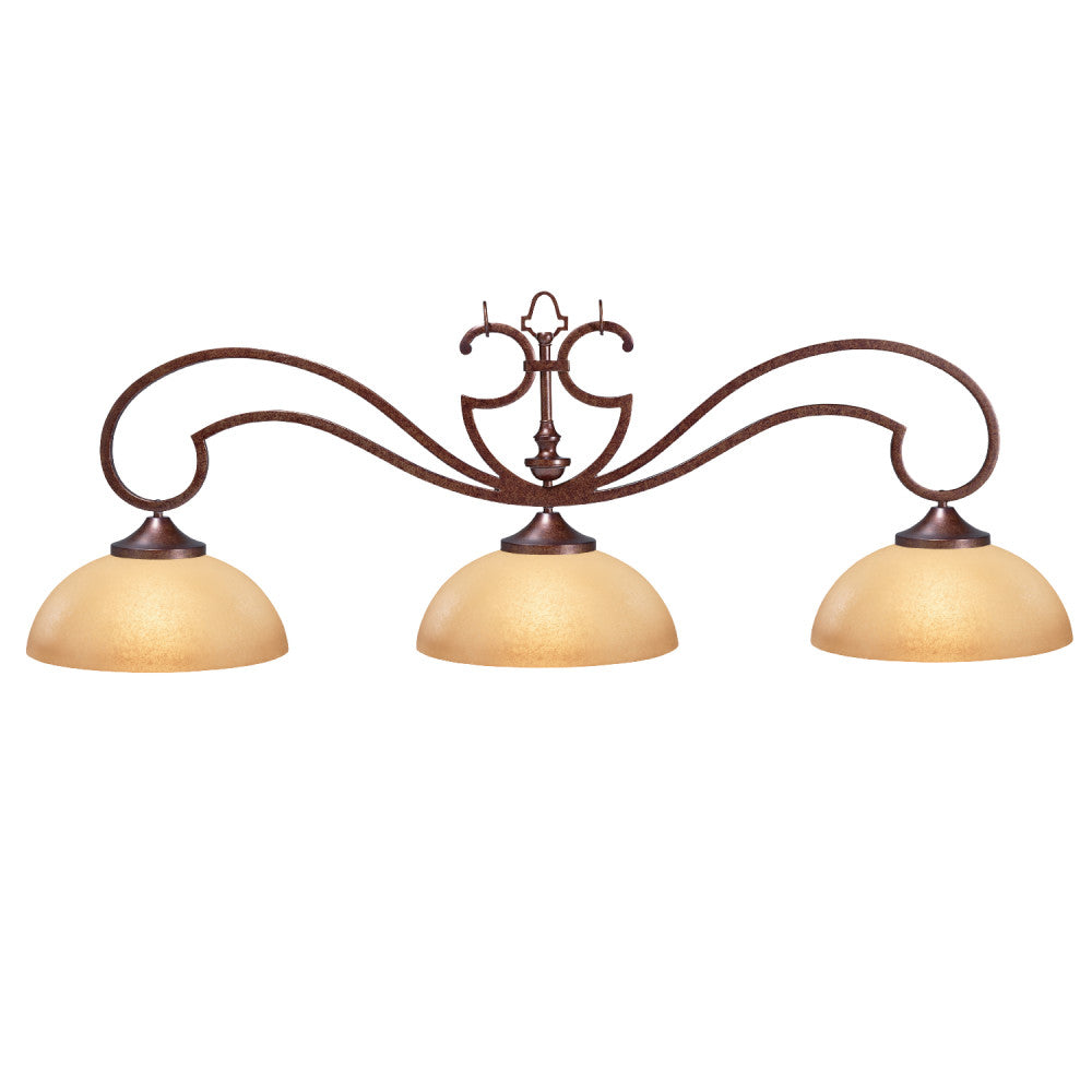 HJ Scott 52" Wrought Iron 3-Shade Billiard Light - photo 2