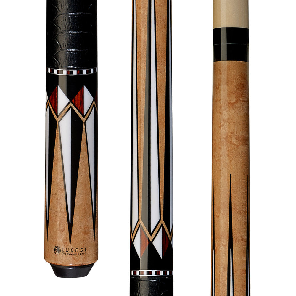 Lucasi Custom Antique Birdseye & Black/Imitation Bone Cue with Embossed Leather Wrap - photo 1