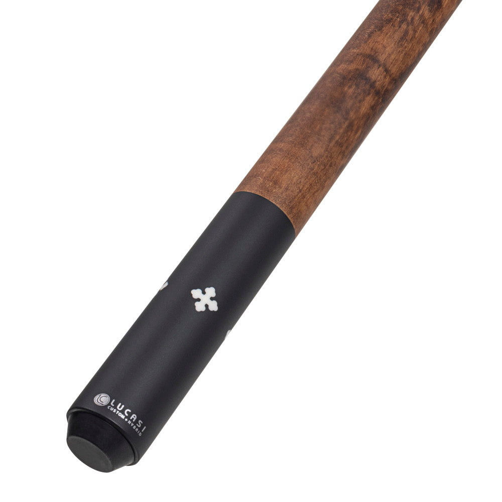 Lucasi Custom Walnut Curly Maple & Matte Black/Imitation Bone Wrapless Cue - photo 3