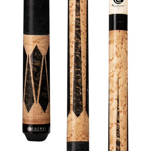 Lucasi Hybrid Brazilian Birdseye Maple Cue with Black Leather Wrap - photo 1