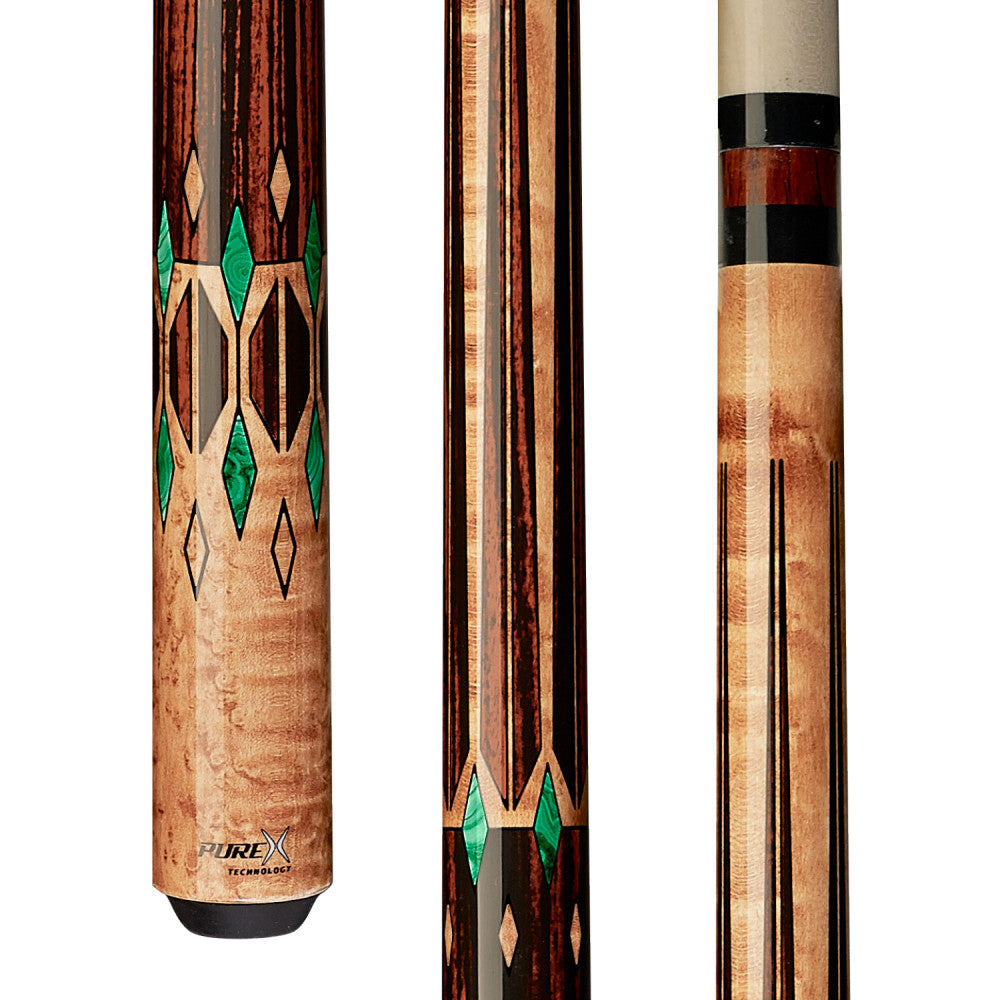 Pure X Golden Birdseye Maple/Cocobolo & Green Malachite Wrapless Cue - photo 1