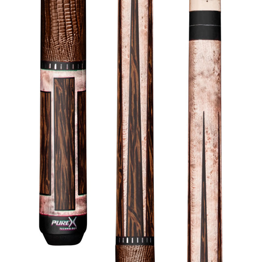 Pure X Matte Smoke Grey Birdseye & Black Palm Cue with Brown Embossed Leather Wrap - photo 1