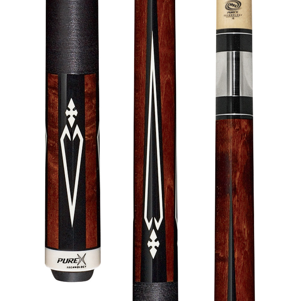 Pure X Walnut Stain Birdseye & Black/White Diamond Cue with Black Linen Wrap - photo 1