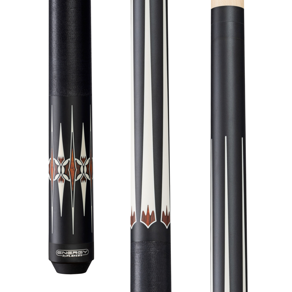 Energy By Players Matte Black/White with Cocobolo Cue with Black Linen Wrap
