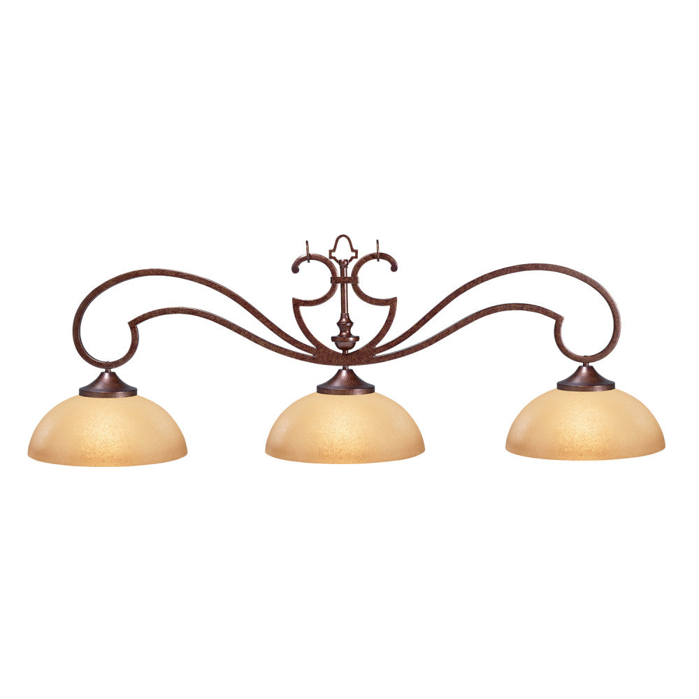 HJ Scott 52" Wrought Iron 3-Shade Billiard Light - photo 1