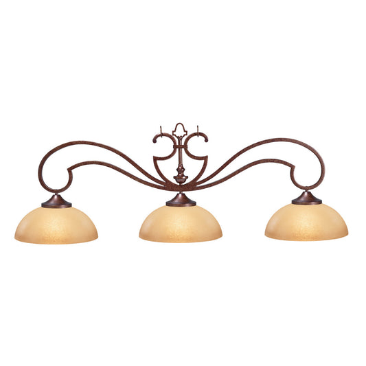 HJ Scott 52" Wrought Iron 3-Shade Billiard Light - photo 1