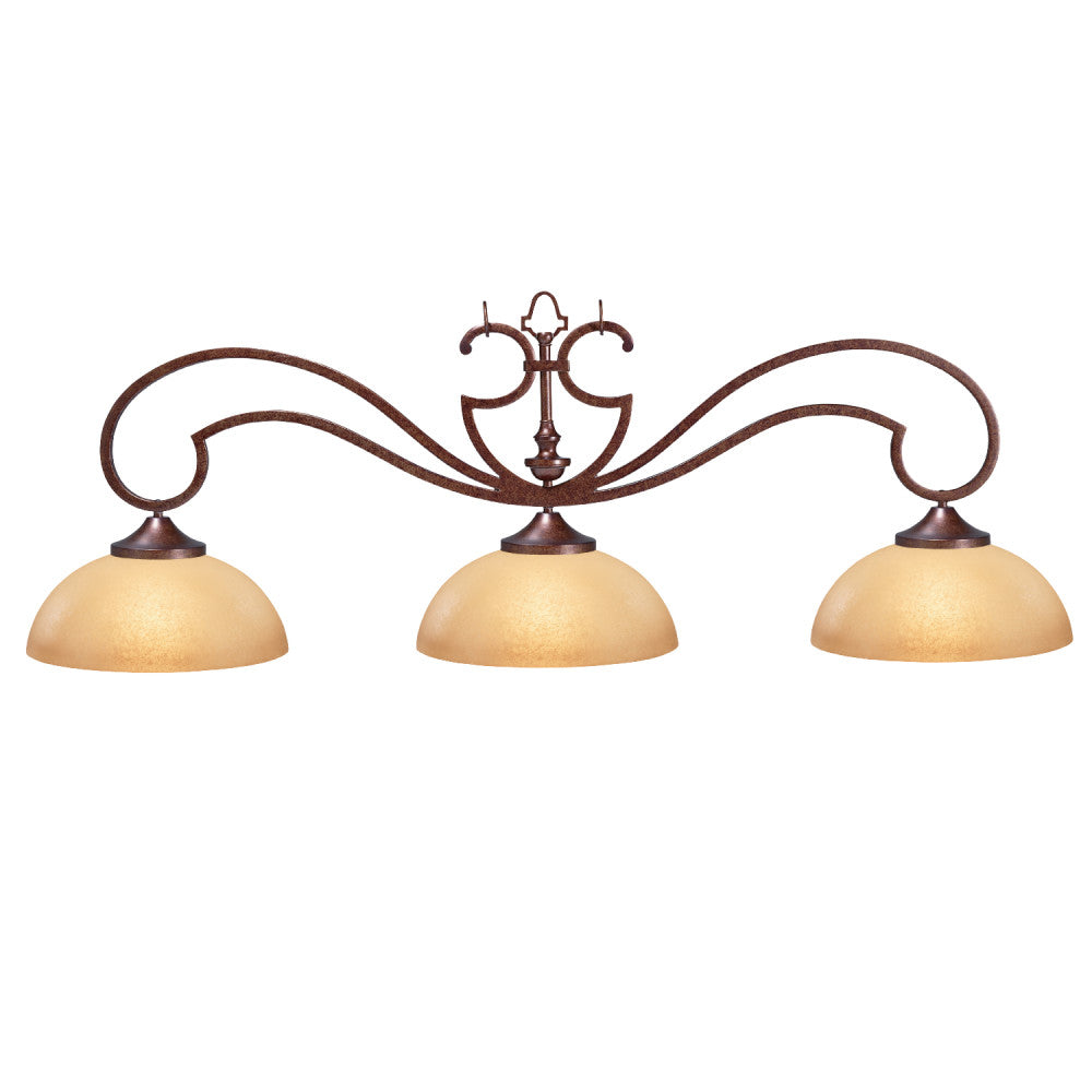 HJ Scott 52" Wrought Iron 3-Shade Billiard Light - photo 2