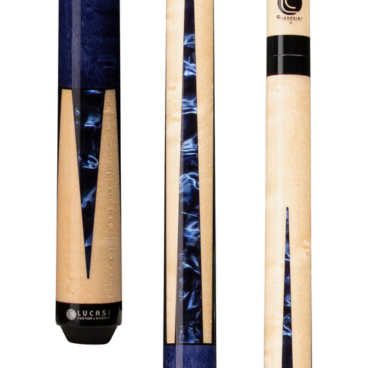 Lucasi Custom Deep Blue Stained & Natural Super Birdseye Wrapless Cue - photo 1