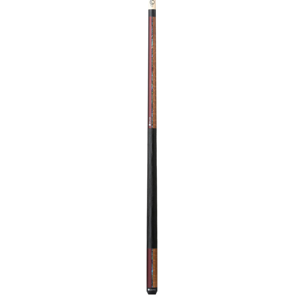 Lucasi Custom Duo Garnet Red/Exotic Apitong Cue with Embossed Leather Wrap - photo 2