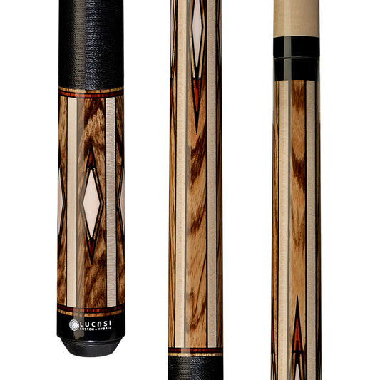 Lucasi Custom Maple/Zebrawood & Imitation Bone/Cocobolo Cue with Embossed Leather Wrap - photo 1