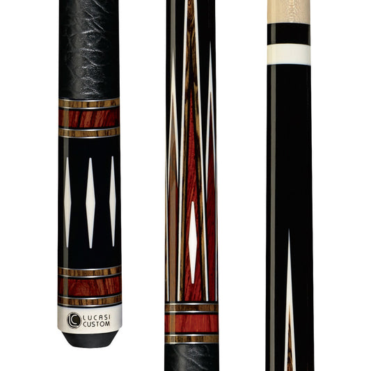 Lucasi Custom Midnight Black & Cocobolo/Bocote Cue with Embossed Leather Wrap - photo 1