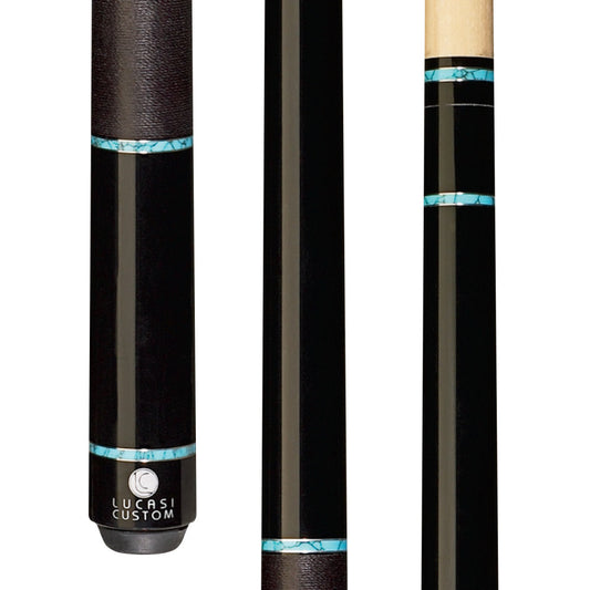 Lucasi Custom Midnight Black & Turquoise Recon Cue with Black Linen Wrap - photo 1