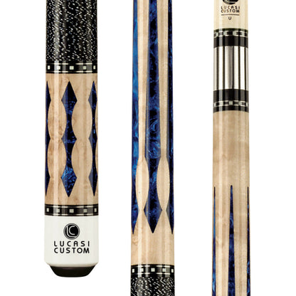 Lucasi Custom Natural Birdseye/Blue Luster Cue with Black & White Linen Wrap - photo 1