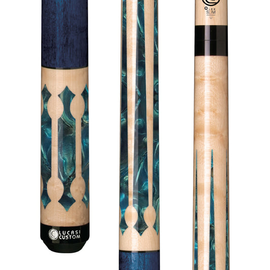 Lucasi Custom Natural Birdseye/Teal Stained Curly Maple Wrapless Cue - photo 1