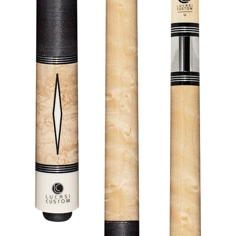 Lucasi Custom Natural Diamond Series Cue with Black/White Linen Wrap - photo 1