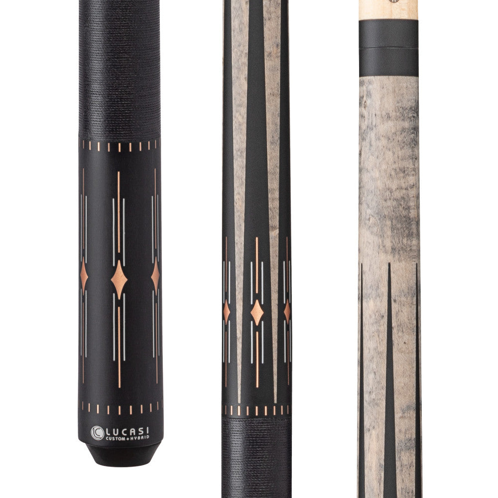 Lucasi Hybrid Matte Grey Wash/Charcoal Birdseye & White/Rose Gold Inlays Cue with Black Linen Wrap - photo 1