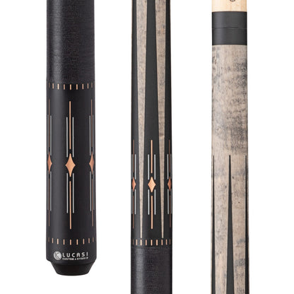 Lucasi Hybrid Matte Grey Wash/Charcoal Birdseye & White/Rose Gold Inlays Cue with Black Linen Wrap - photo 1