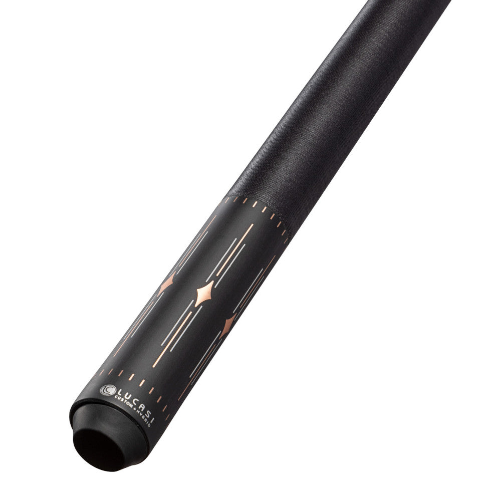 Lucasi Hybrid Matte Grey Wash/Charcoal Birdseye & White/Rose Gold Inlays Cue with Black Linen Wrap - photo 3