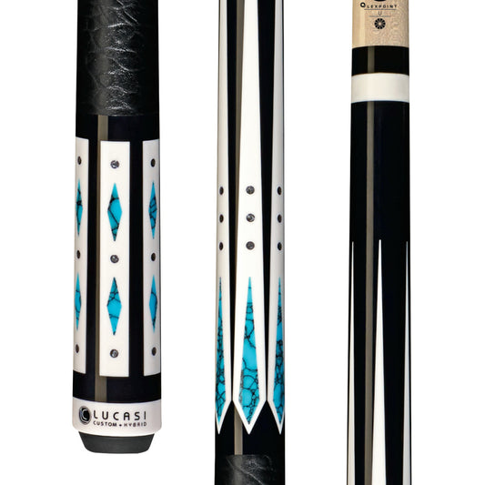 Lucasi Hybrid Midnight Black & Blue Recon Cue with Embossed Leather Grip - photo 1