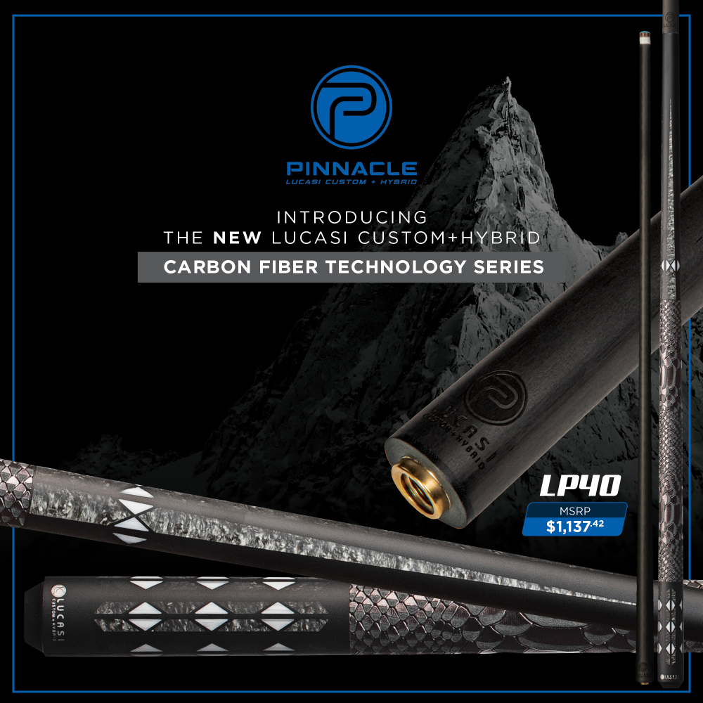 Lucasi Pinnacle Matte Black/Imitation Bone Cue with Carbon Fiber Tech Shaft