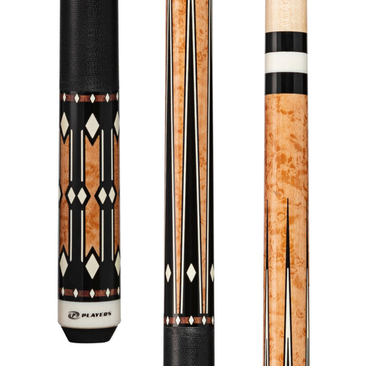 Players Light Coffee Birdseye & Imitation Bone Cue with Black Linen Wrap - photo 1