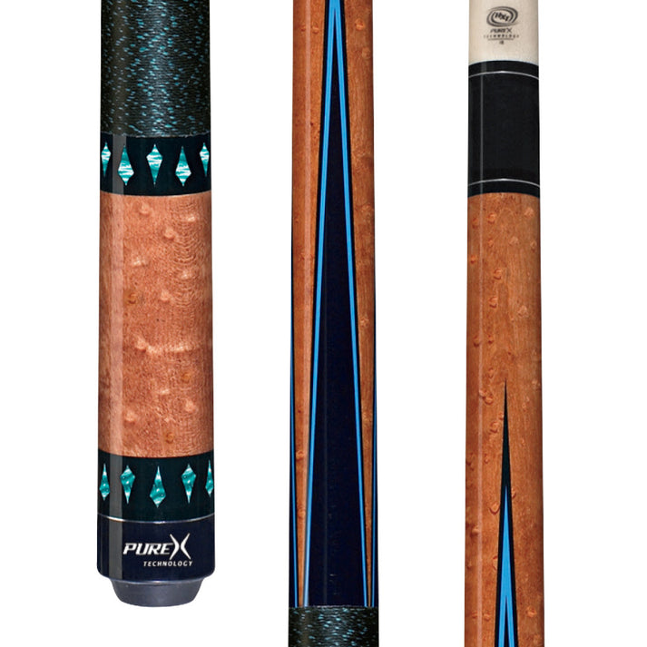 Pure X Birdseye Maple & Black/Turquoise Points Cue with Black Linen ...