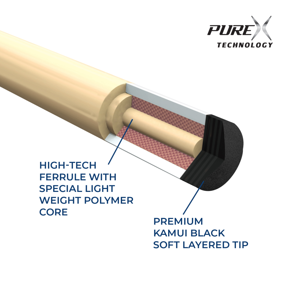 Pure X Black & Natural Cue with Cocobolo Ring Graphic Wrapless