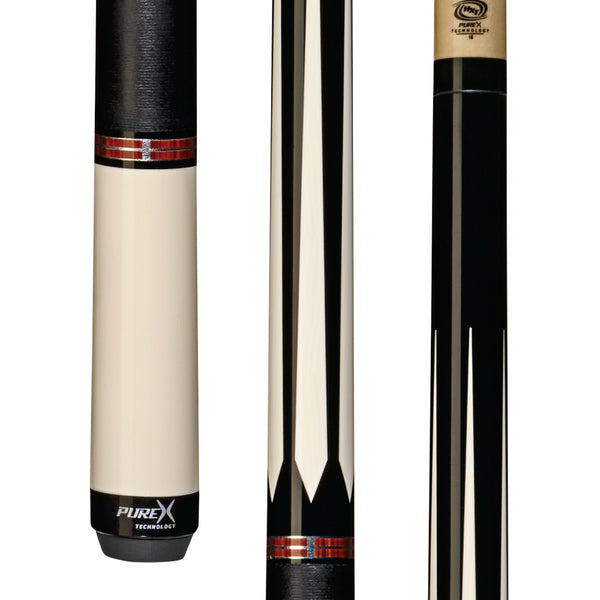 Pure X Black/White & Cocobolo Cue with Black Linen Wrap – Cue & Case