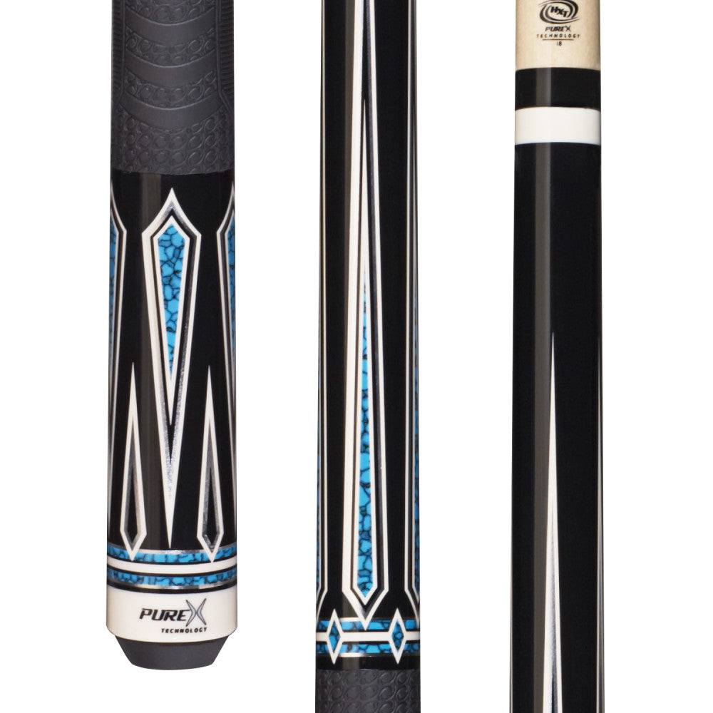 Pure X Black with Blue Recon Cue with MZ Grip | Performance Pool