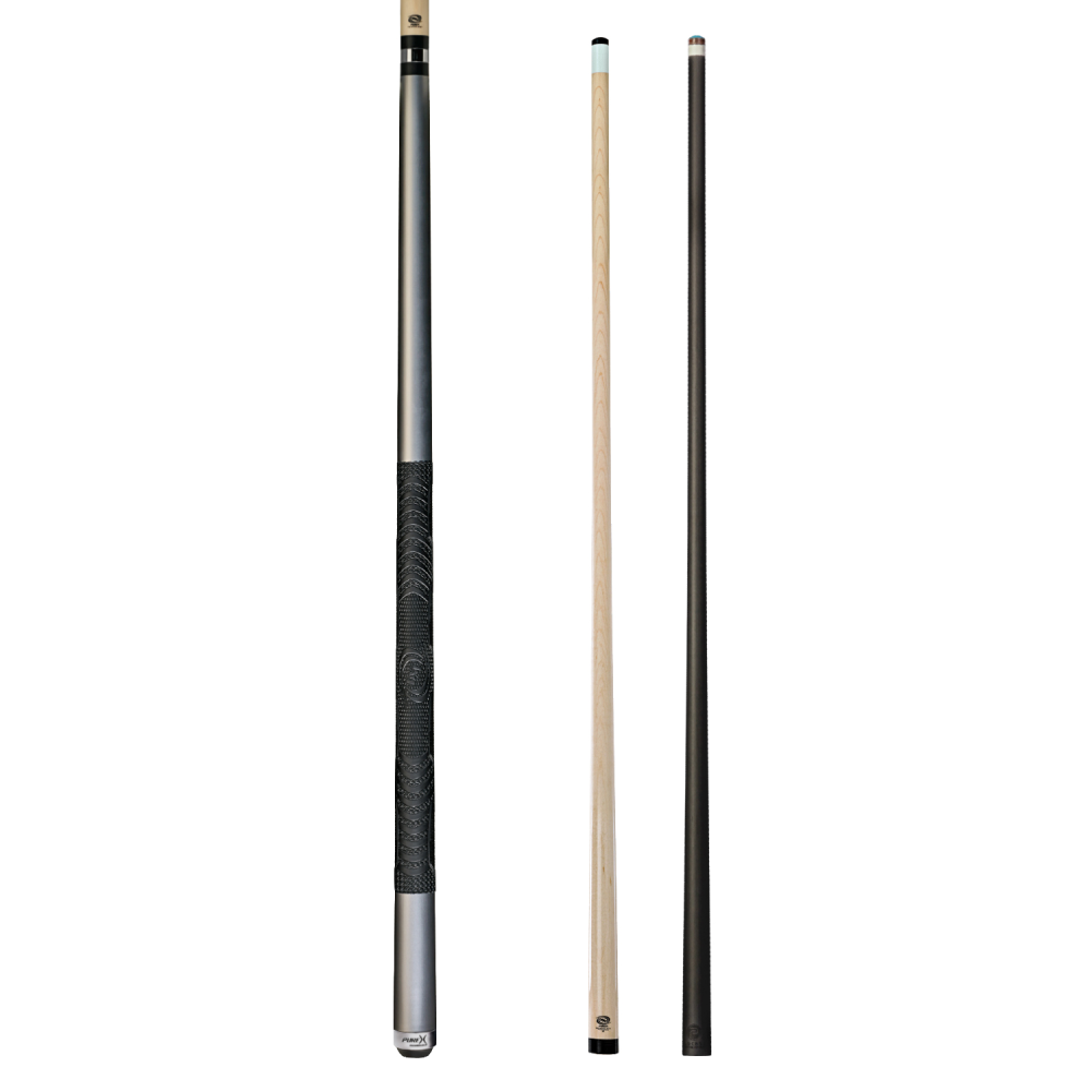 Pure X Matte Silver Cue with MZ Grip 2 Shaft Bundle