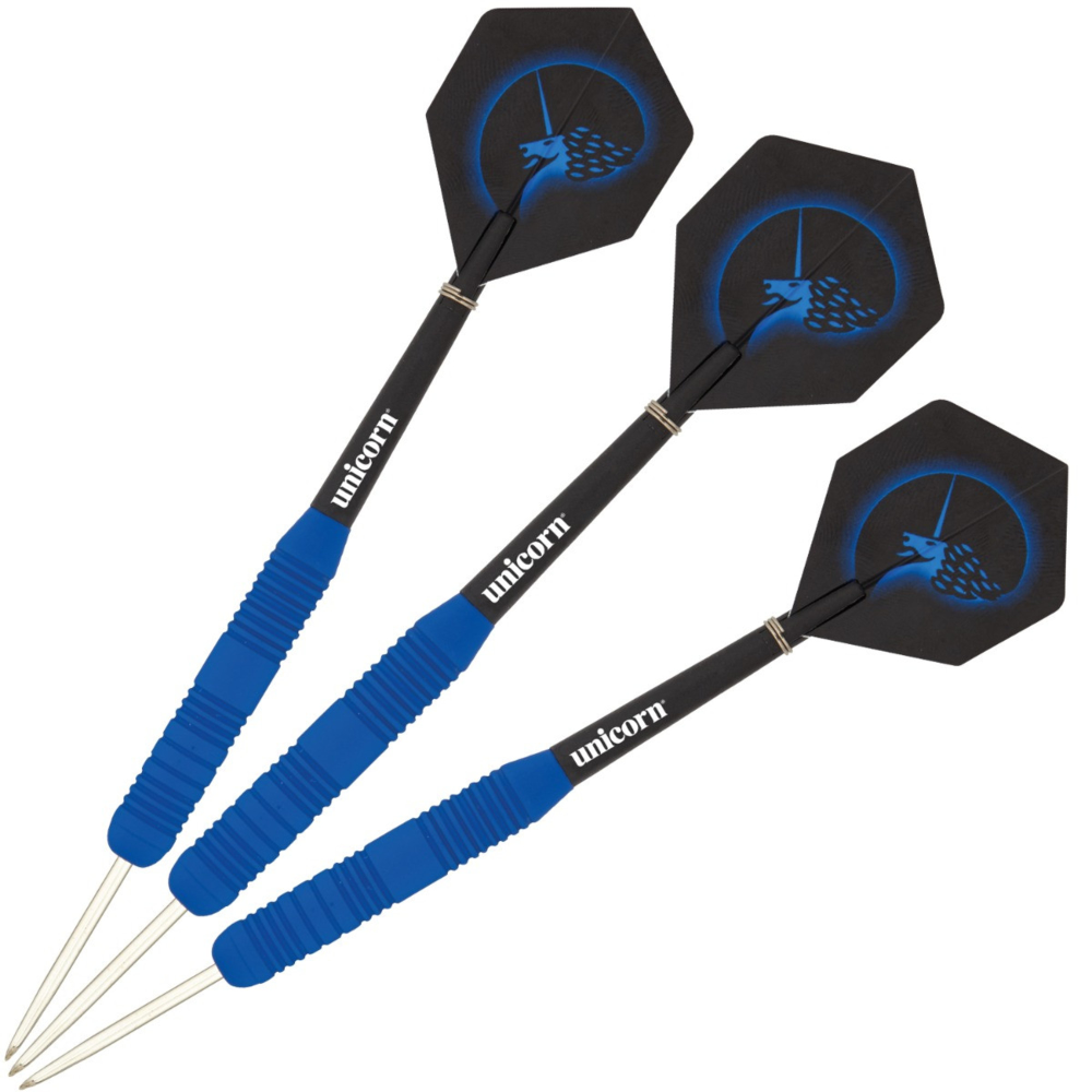 Unicorn Core Plus Blue Rubberised Steel Tip Dart Set